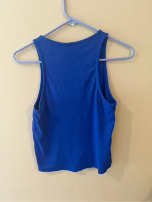 University Tees Do What Makes You Happy Blue Ribbed Tank Top thumbnail 4