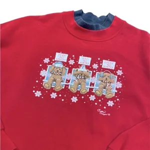 Endless Designs vintage red Christmas teddy bear sweater size large thumbnail 3