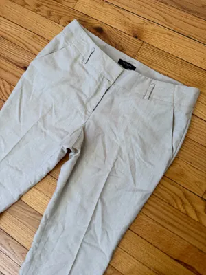 Ann Taylor Linen Cotton Wide Trousers Casual dress pants coastal 8 minimalist khakis chinos thumbnail 2