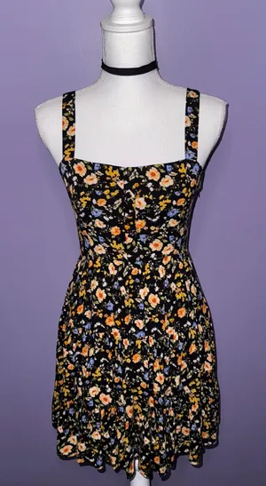 NWT Boutique Black Floral Mini Dress thumbnail 1