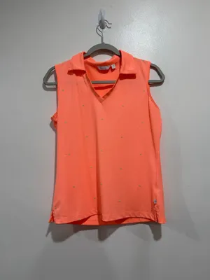Lady Hagen Essentials Coral Sleeveless Golf Polo Top Size Small thumbnail 2