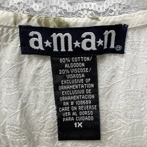 Vintage. Aman Boho Floral Lace‎ Tiered Dress 1X Cotton Sleeveless Cottagecore thumbnail 4