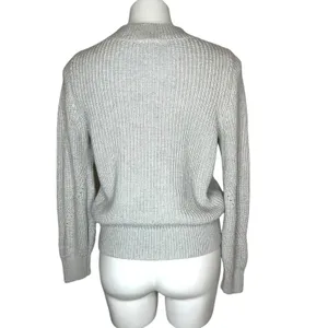 GAP Light Heathered Grey Chunky Knit Pointelle Sweater Women's Size‎ M thumbnail 4