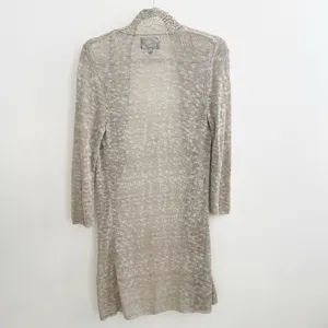 Cynthia Rowley Linen Cardigan Sweater Duster Open Knit Taupe Womens Medium NWOT thumbnail 3