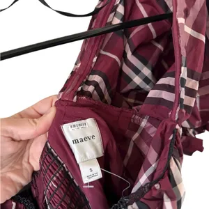 Anthropologie Maeve Red Tartan Plaid Puff Sleeve Mini Dress thumbnail 8