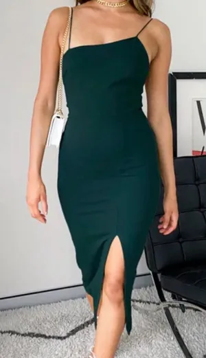Whyte Valentine Green Bodycon Assymetrical Dress thumbnail 1