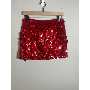 Cider Red Sequin Paillette Mini Skirt Party Y2K Clubwear Glam Holiday XS NWOT thumbnail 2