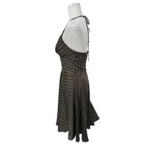 Vintage Alyn Paige Halter Dress 5/6 Brown Striped Party Y2K Babydoll Retro thumbnail 2