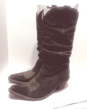Steve Madden Womens Brown Suede Slouchy Western Cowboy Boots Pointed Toe 8.5 thumbnail 1