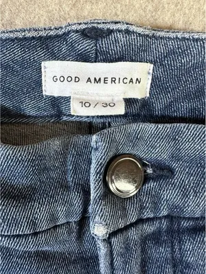 GOOD AMERICAN Good Waist Tacked Hem Organic Cotton Crop Jeans Size 10/30 Blue thumbnail 2
