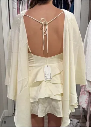 Miss rosier dress Lyna white satin ruffle dress thumbnail 2