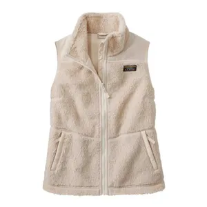 L.L. Bean Large Sherpa Fleece Vest Mountain Classic Beige Cream Full Zip 519066 thumbnail 2