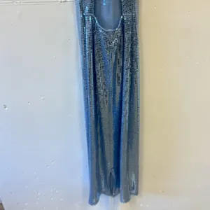 NWT Hosbjerg Sequin‎ Melina Halter Bodycon Midi Dress Winter Sky Blue XS Stretch thumbnail 8