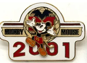WALT DISNEY WORLD 2001 MICKEY MOUSE PIN Trading Vintage Globe Authentic thumbnail 1