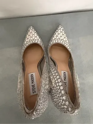 Steve Madden Women Rhinestone Pumps Silver Pointed Toe Heels Sz 6M Vivid-S(B261) thumbnail 7