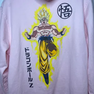 Dragon Ball Z Goku Pink Hoodie Super Saiyan‎ Anime Graphic Pullover Sz Small thumbnail 6