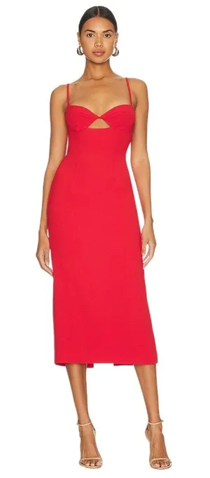Bardot Vienna Midi Dress in Flame Orange 2 New Womens Cut out Cocktail thumbnail 1