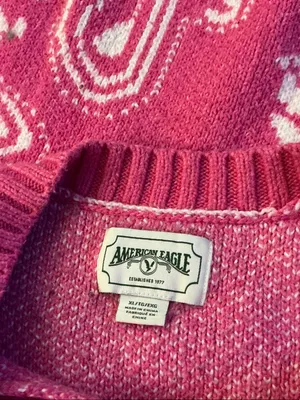 American Eagle Outfitters Hot Pink Paisley-Print Crewneck Sweater Size XL thumbnail 3