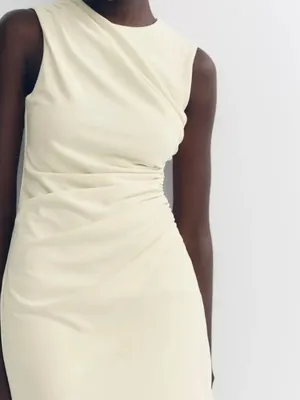Zara Cream Sleeveless Ruched Mini Dress thumbnail 9