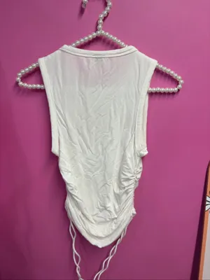Wilfred White Sleeveless Ruched Side Tank Top thumbnail 2