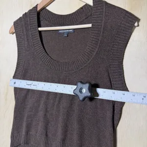 Express Design Studio Brown Sweater Vest Womens Large Wool Blend Knit Y2K Preppy thumbnail 2