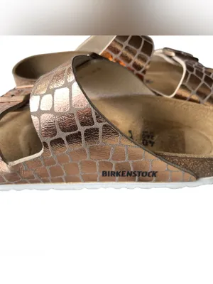 Birkenstock Arizona Gator Gleam Metallic Copper Sandals Ladies 9/40 thumbnail 4