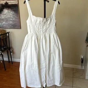 House of CB 'Perle’ White Lace Trim‎ Midi Dress NWOT size L thumbnail 9