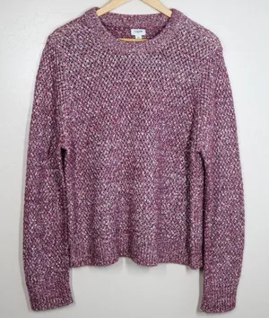 J.‎ Crew Honeycomb Knit Crewneck Wool Blend Sweater XL Heathered Maroon Knit thumbnail 1