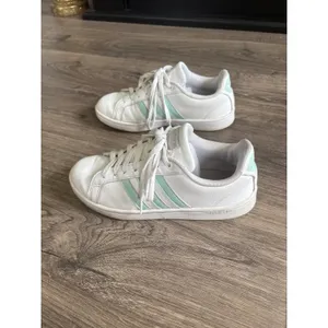 Adidas Grand Court Cloudfoam White Mint Green Stripe Sneakers Shoes women's‎ 8 thumbnail 4