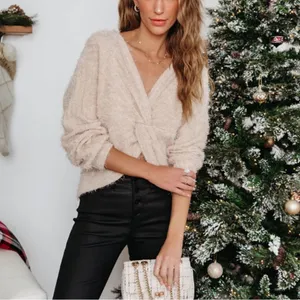 VICI | Theresa Front Twist Fuzzy Knit Pullover thumbnail 2