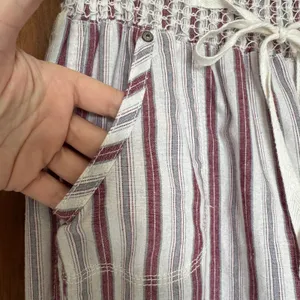 Ci Sono Linen Wide Leg Striped Pants Large Smocked Waist‎ Coastal Nautical Beachy Summer thumbnail 3