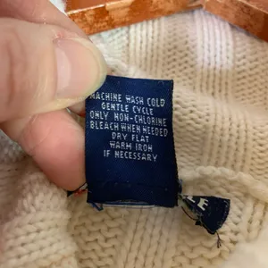 Aeropostale Womens Ribbed Turtleneck Sweater Blue Cream Striped‎ Ramie Cotton L thumbnail 3