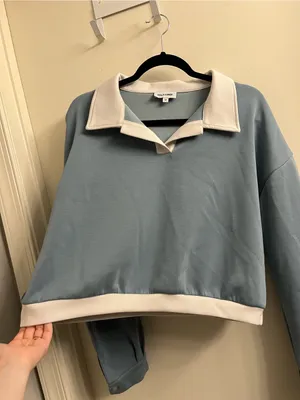 Gold Hinge Stone Blue LuxeSoft Collared Pullover Size Medium thumbnail 4