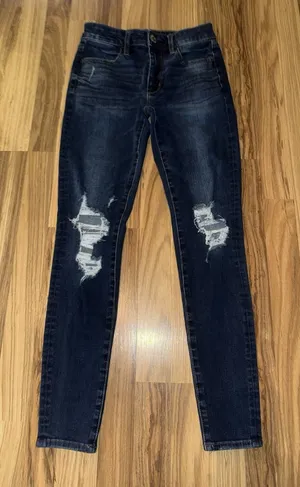 American‎ Eagle Super Hi-Rise Jegging Sz 2 Regular Blue 360 Next Level Stretch thumbnail 1