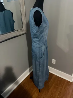 NWT Miranda & Moca Chambray Maxi Dress Slanted Zip Front Belted XL thumbnail 5