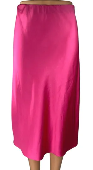 The Drop Women's Pink Silky Satin Mid Straight A-line Flared Slip Skirt Size XS thumbnail 1