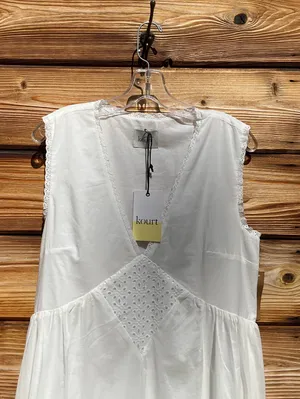 Kourt Few Moda Size M White Sonnet V neck Cotton Long Maxi Ankle Dress thumbnail 8