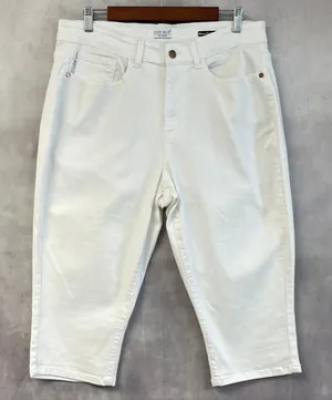 Judy Blue Skinny Fit Capri Jeans Women 14W White Stretch Coastal Preppy Minimal‎ thumbnail 1