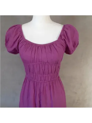 Sim & Sam Midi Linen Blend Milkmaid Peasant Midi Dress - Size Medium thumbnail 4