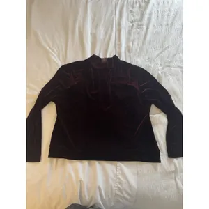 Ashley Stewart Burgundy Maroon Velvet Zip Up Ruched Pockets Long Sleeve thumbnail 6