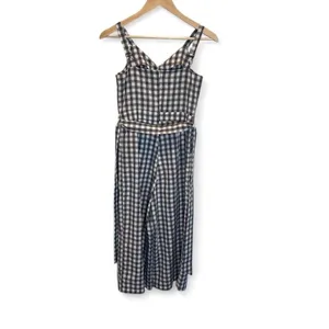 Gingham‎ Plaid Sleeveless Belted Jumpsuit Size Small Casual Boho Lightweight thumbnail 3
