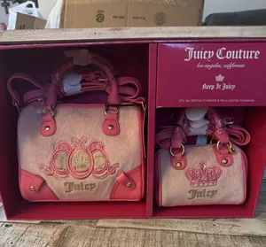 Juicy Couture Lovers Club Pink 2 piece Satchel Set Bowler with Mini Coquette Bow thumbnail 1