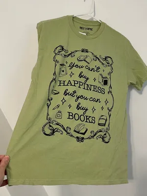 NEW NWT HOT TOPIC Buy Books Boyfriend Fit T-Shirt Green Short Sleeve Tee JUNIORS thumbnail 8