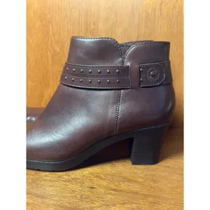 Clarks Dark Brown Leather Ankle Boots Studded Strap Side Zip Size 9 thumbnail 11