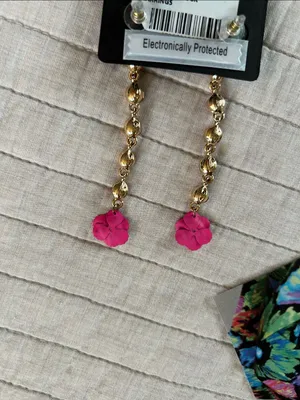 Anthropologie Nicole Miller nwt colorful rhinestone, floral, gold tone, dangle party earrings thumbnail 6