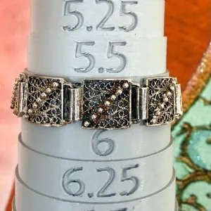 Vintage Silver Tone Filigree Panel Link Bracelet thumbnail 8