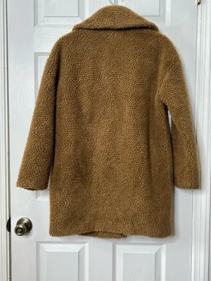 Abercrombie & Fitch Teddy Coat XS Camel Sherpa Faux Fur Cozy Oversized Winter thumbnail 3