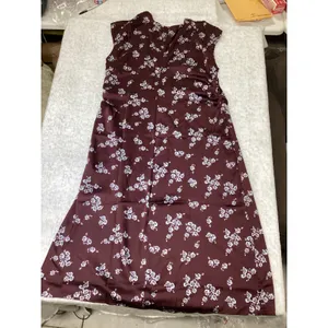 A New‎ Day Womens 1X Burgundy Blue Floral Satin Sleeveless Midi Dress NWT…. thumbnail 4