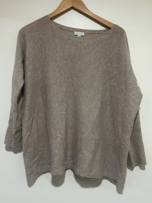 Garnet Hill Cashmere Beige Crewneck Knit Sweater Size Small thumbnail 2