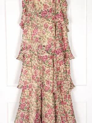 Vero Moda Felicia Halter Maxi Dress L Pink Floral Autumn Wedding Guest thumbnail 3